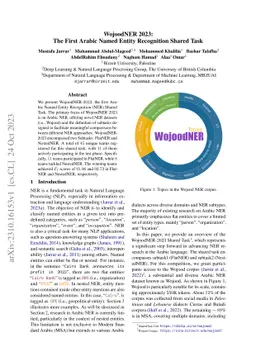 WojoodNER 2023: The First Arabic Named Entity Recognition Shared Task