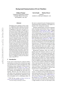 Background Summarization of Event Timelines