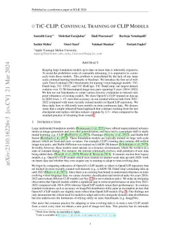 TiC-CLIP: Continual Training of CLIP Models