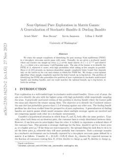Near-Optimal Pure Exploration in Matrix Games: A Generalization of
  Stochastic Bandits & Dueling Bandits