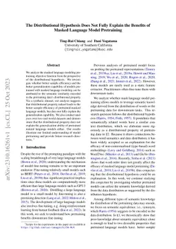 The Distributional Hypothesis Does Not Fully Explain the Benefits of
  Masked Language Model Pretraining