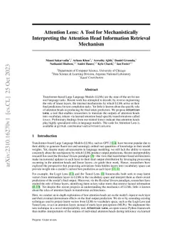 Attention Lens: A Tool for Mechanistically Interpreting the Attention
  Head Information Retrieval Mechanism