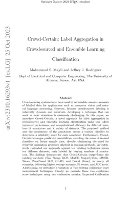 Crowd-Certain: Label Aggregation in Crowdsourced and Ensemble Learning
  Classification