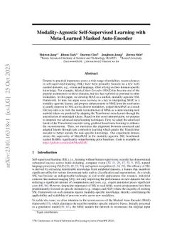 Modality-Agnostic Self-Supervised Learning with Meta-Learned Masked
  Auto-Encoder