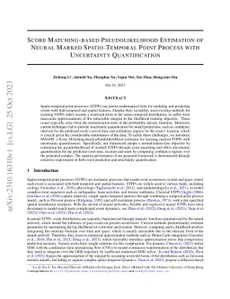 Score Matching-based Pseudolikelihood Estimation of Neural Marked
  Spatio-Temporal Point Process with Uncertainty Quantification