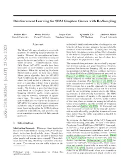 Reinforcement Learning for SBM Graphon Games with Re-Sampling