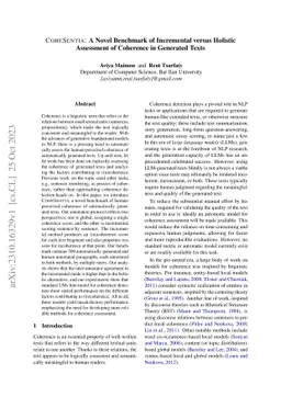 CoheSentia: A Novel Benchmark of Incremental versus Holistic Assessment
  of Coherence in Generated Texts