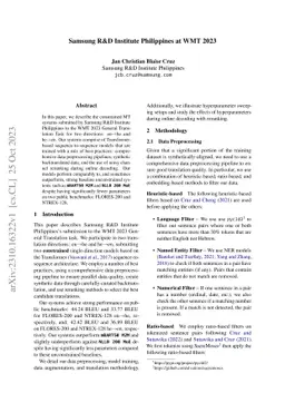 Samsung R&D Institute Philippines at WMT 2023