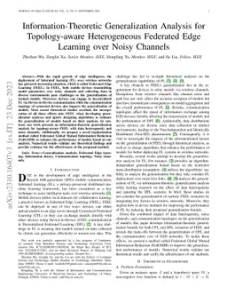 Information-Theoretic Generalization Analysis for Topology-aware
  Heterogeneous Federated Edge Learning over Noisy Channels