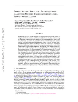 PromptAgent: Strategic Planning with Language Models Enables
  Expert-level Prompt Optimization