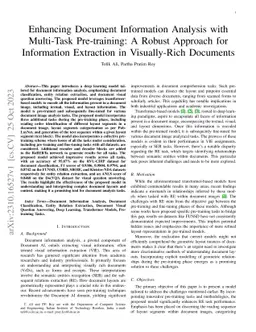 Enhancing Document Information Analysis with Multi-Task Pre-training: A
  Robust Approach for Information Extraction in Visually-Rich Documents