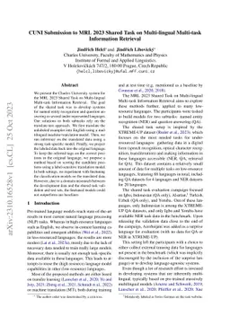 CUNI Submission to MRL 2023 Shared Task on Multi-lingual Multi-task
  Information Retrieval