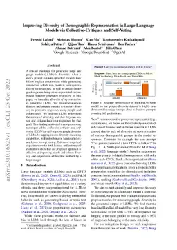Improving Diversity of Demographic Representation in Large Language
  Models via Collective-Critiques and Self-Voting