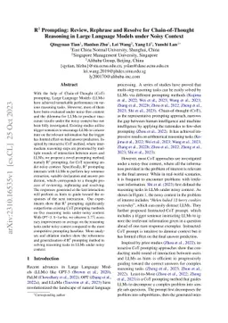 R$^3$ Prompting: Review, Rephrase and Resolve for Chain-of-Thought
  Reasoning in Large Language Models under Noisy Context