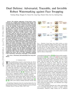 Dual Defense: Adversarial, Traceable, and Invisible Robust Watermarking
  against Face Swapping