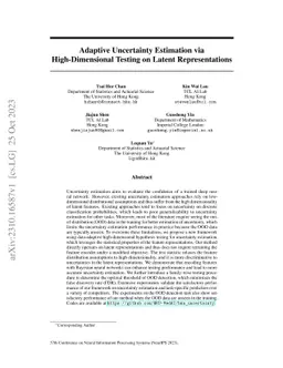 Adaptive Uncertainty Estimation via High-Dimensional Testing on Latent
  Representations