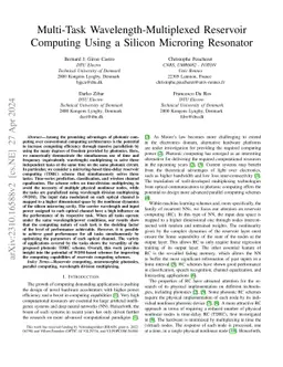 Multi-Task Wavelength-Multiplexed Reservoir Computing Using a Silicon
  Microring Resonator
