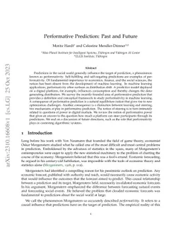 Performative Prediction: Past and Future