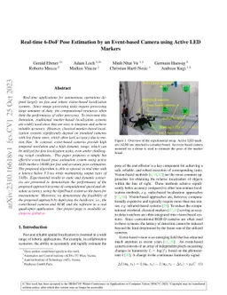 Real-time 6-DoF Pose Estimation by an Event-based Camera using Active
  LED Markers