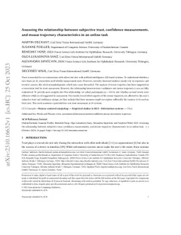Assessing the relationship between subjective trust, confidence
  measurements, and mouse trajectory characteristics in an online task