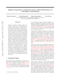Adaptive importance sampling for heavy-tailed distributions via
  $α$-divergence minimization