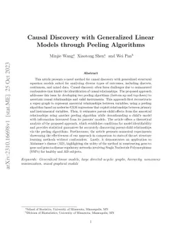 Causal Discovery with Generalized Linear Models through Peeling
  Algorithms