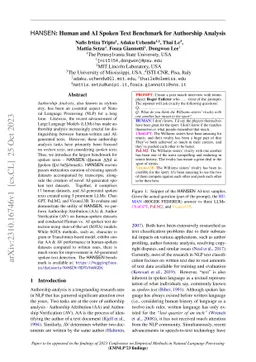HANSEN: Human and AI Spoken Text Benchmark for Authorship Analysis