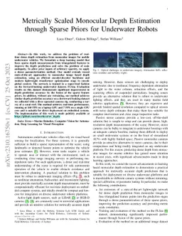 Metrically Scaled Monocular Depth Estimation through Sparse Priors for
  Underwater Robots