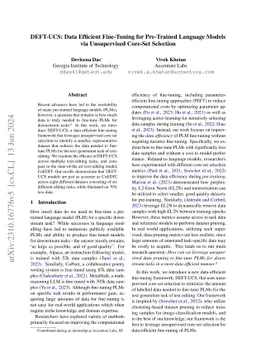 DEFT: Data Efficient Fine-Tuning for Pre-Trained Language Models via
  Unsupervised Core-Set Selection