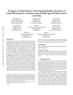 AI Agent as Urban Planner: Steering Stakeholder Dynamics in Urban
  Planning via Consensus-based Multi-Agent Reinforcement Learning