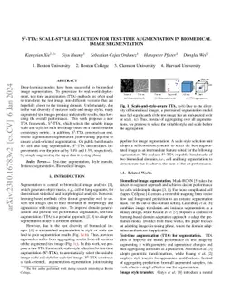 S$^3$-TTA: Scale-Style Selection for Test-Time Augmentation in
  Biomedical Image Segmentation