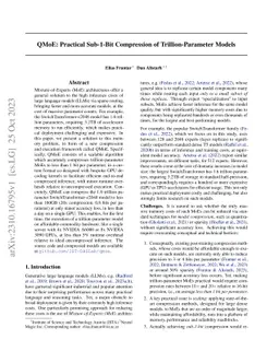 QMoE: Practical Sub-1-Bit Compression of Trillion-Parameter Models