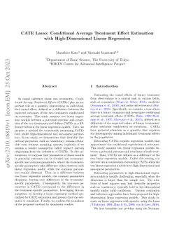 CATE Lasso: Conditional Average Treatment Effect Estimation with
  High-Dimensional Linear Regression