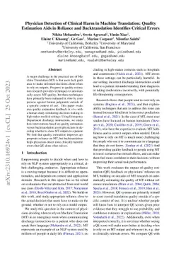 Physician Detection of Clinical Harm in Machine Translation: Quality
  Estimation Aids in Reliance and Backtranslation Identifies Critical Errors