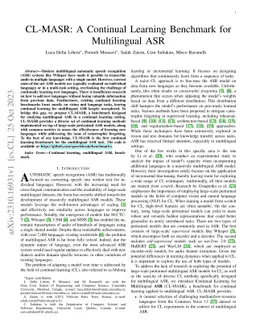 CL-MASR: A Continual Learning Benchmark for Multilingual ASR