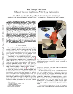 The Teenager's Problem: Efficient Garment Decluttering With Grasp
  Optimization