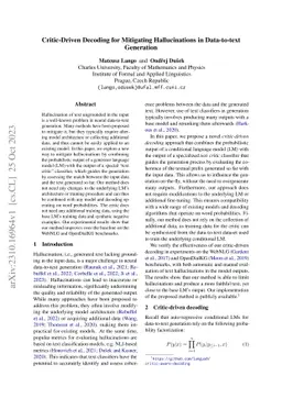 Critic-Driven Decoding for Mitigating Hallucinations in Data-to-text
  Generation