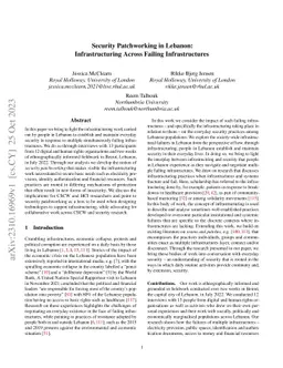 Security Patchworking in Lebanon: Infrastructuring Across Failing
  Infrastructures