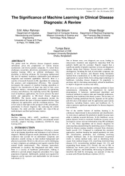The Significance of Machine Learning in Clinical Disease Diagnosis: A
  Review