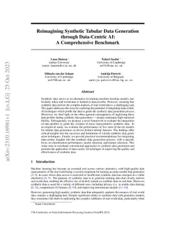 Reimagining Synthetic Tabular Data Generation through Data-Centric AI: A
  Comprehensive Benchmark