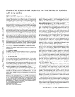 Personalized Speech-driven Expressive 3D Facial Animation Synthesis with
  Style Control