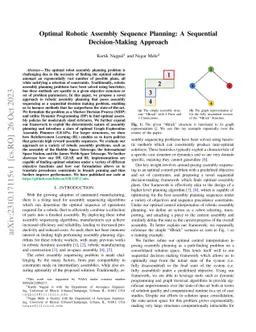 Optimal Robotic Assembly Sequence Planning: A Sequential Decision-Making Approach