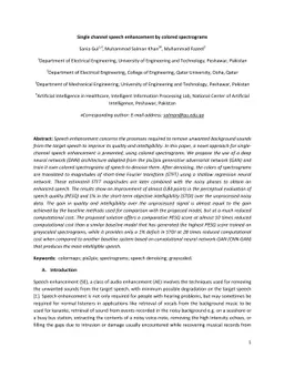 Single channel speech enhancement by colored spectrograms