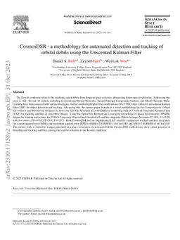 CosmosDSR -- a methodology for automated detection and tracking of
  orbital debris using the Unscented Kalman Filter