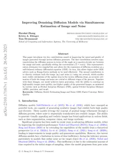 Improving Denoising Diffusion Models via Simultaneous Estimation of
  Image and Noise