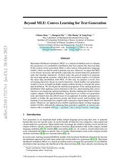 Beyond MLE: Convex Learning for Text Generation