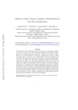 Affective Video Content Analysis: Decade Review and New Perspectives