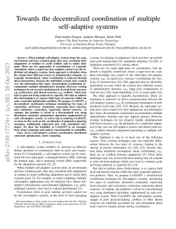 Towards the decentralized coordination of multiple self-adaptive systems