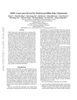 CROP: Conservative Reward for Model-based Offline Policy Optimization