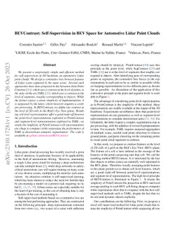 BEVContrast: Self-Supervision in BEV Space for Automotive Lidar Point
  Clouds